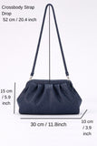 Textured Pu Leather Pouch Bag With Detachable Crossbody Strap - Navy