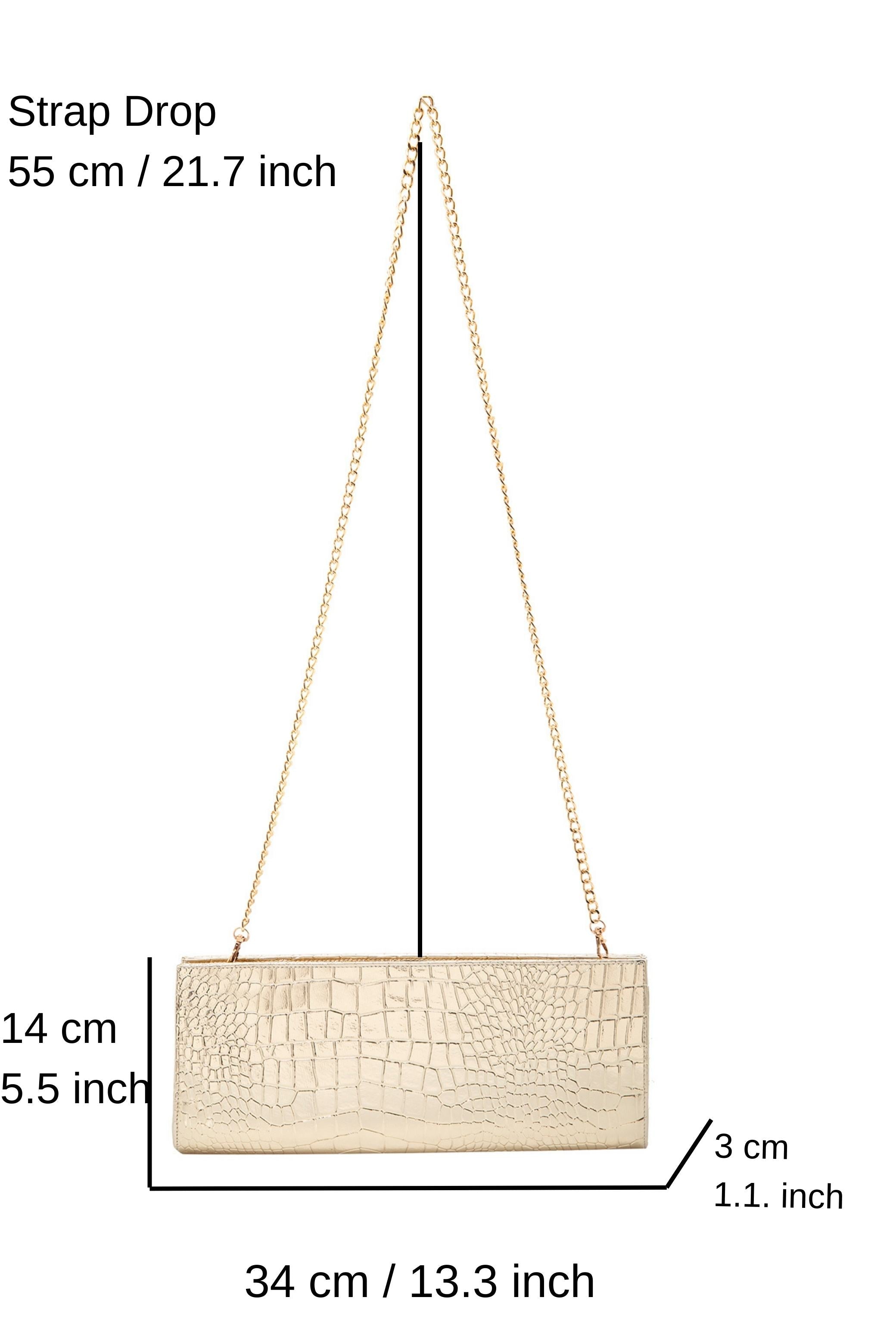 Croc Pu LeatherClutch Bag - Gold