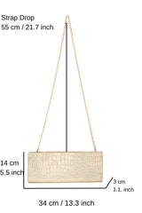 Croc Pu LeatherClutch Bag - Gold