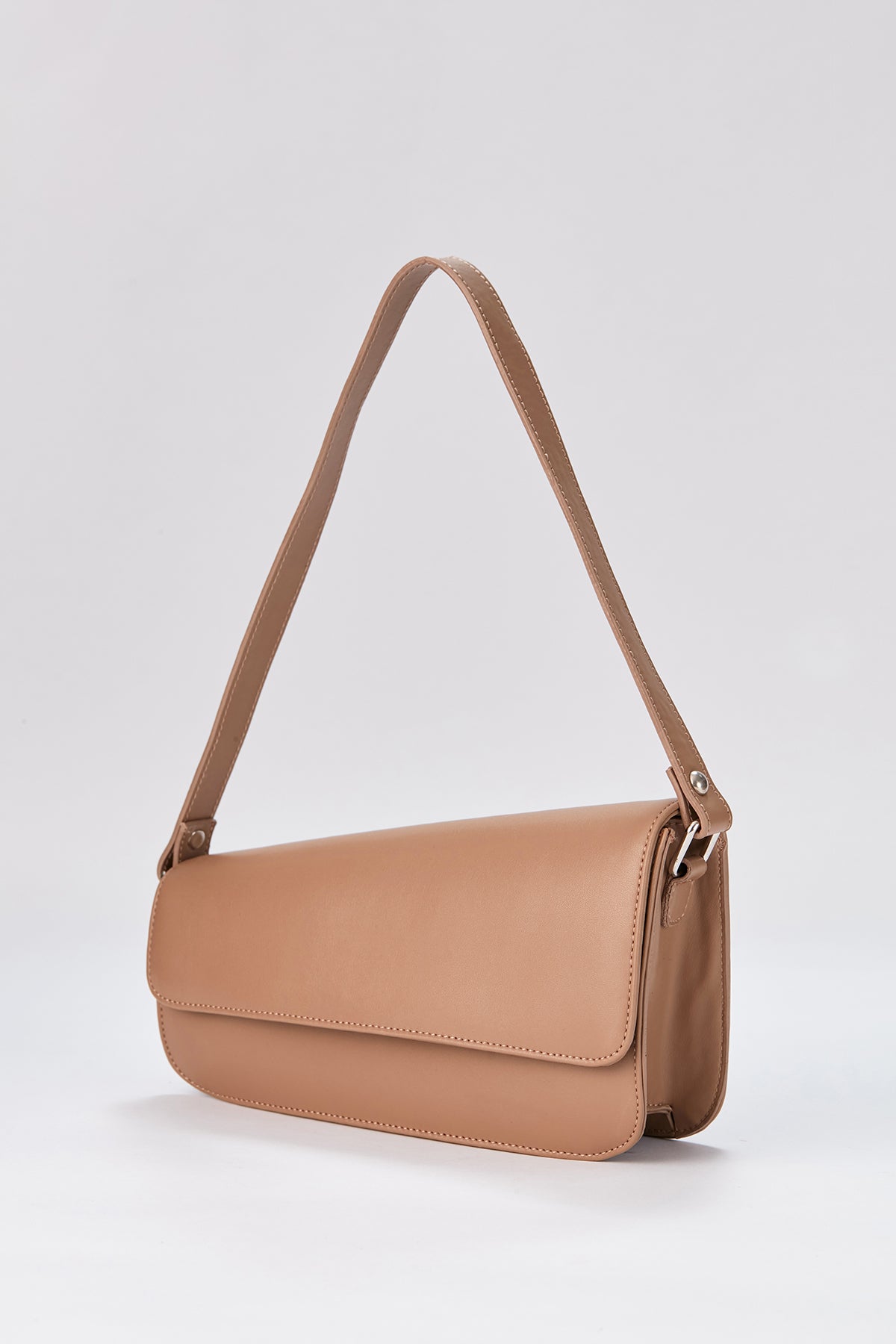 Asymmetric Pu Leather  Shoulder Bag - Nude