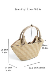 Woven Straw Tote Bag - Light Beige