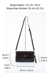 Crinkle Patent Flap Closure Wristlet & Clutc&Crossbody  3-in-1 Handbag - Brown