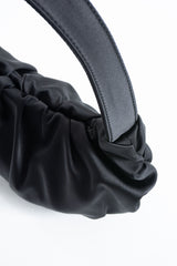 Pleated Satin Shoulder Bag - Black