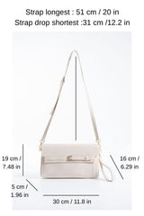 Crinkle Patent Flap Closure Wristlet & Clutc&Crossbody  3-in-1 Handbag - Cream
