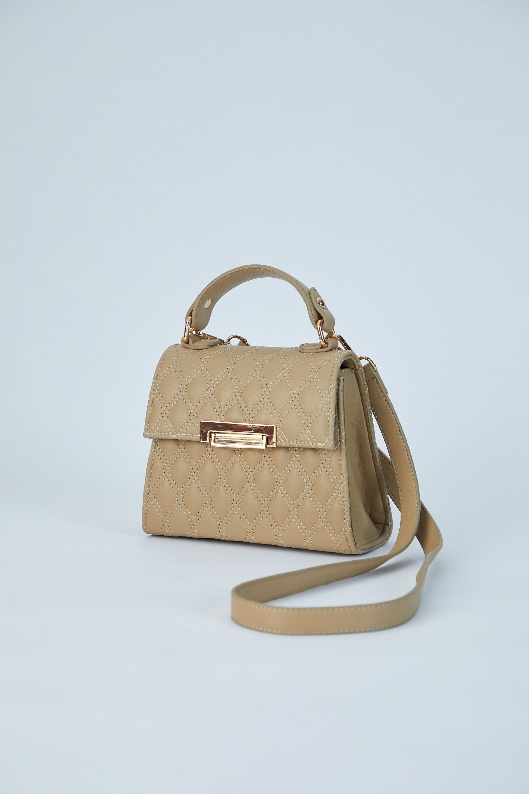 Plant Based Leather Top Handle Crossbody Bag - Beige
