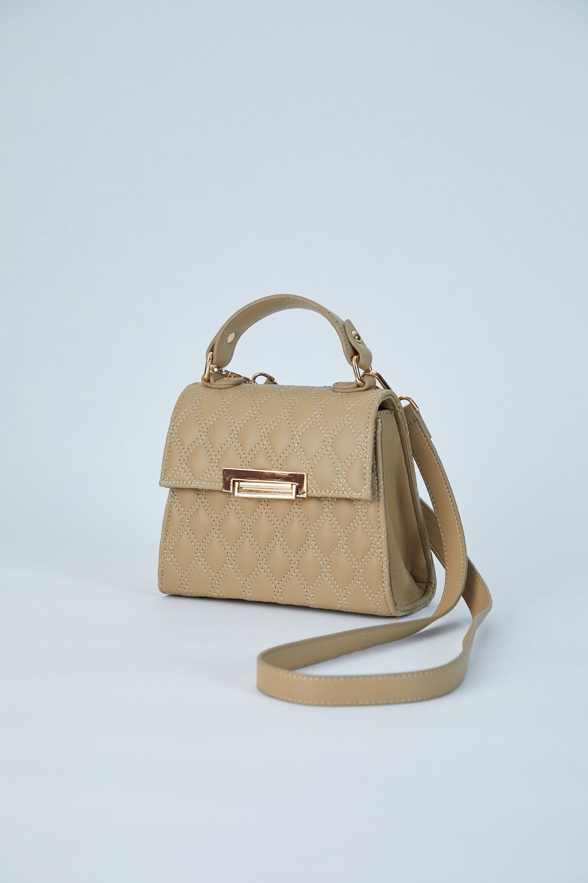 Plant Based Leather Top Handle Crossbody Bag - Beige