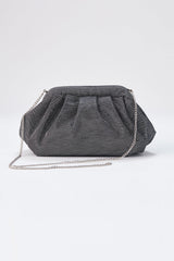 Shimmery Pouch Bag with Detachable Crossbody Strap - Silver