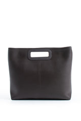 Handle Detail Pu Leather Large Handbag with Detachable strap - Brown