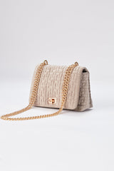 Quilted Mini Crossbody & Shoulder Bag - Beige