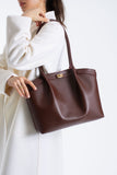 Large PU Leather Shopper Tote Bag with Matching Pouch - Burgundy