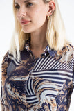 Womens Abstract Print Chiffon Midi Shirt Dress
