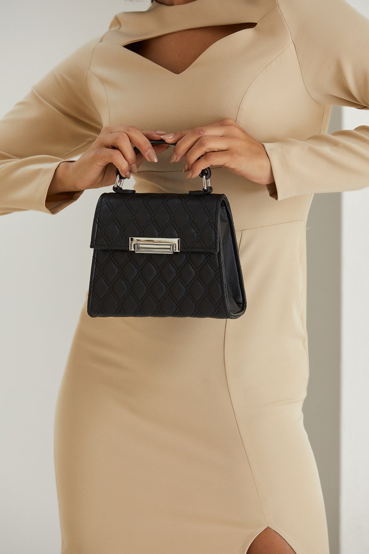 Plant Based Leather Top Handle Crossbody Bag - Black