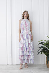 Womens Floral Tiered Maxi Dress