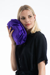 Satin Pouch Bag With Detachable Crossbody Strap - Purple
