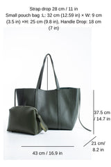 Pu Leather Weekend Bag  – 2 Pcs Set - Khaki