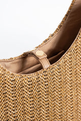 Woven Straw Tote Bag - Brown