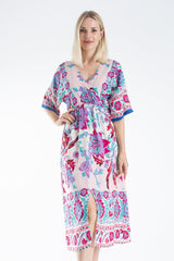 Womens Floral Print Midi Dress