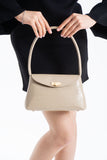 Croc Pu Flap Shoulder Bag - Beige