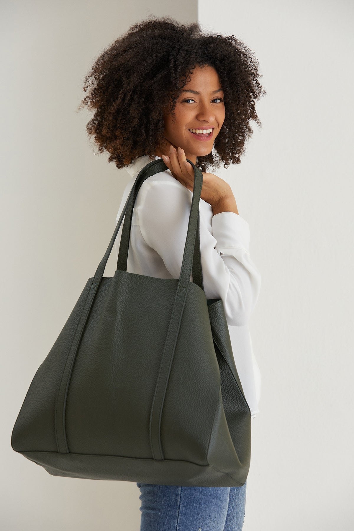 Pu Leather Weekend Bag  – 2 Pcs Set - Khaki