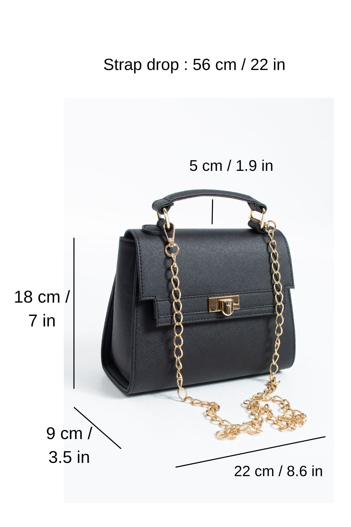 Pu Leather Top Handle Satchel Crossbody Bag - Black