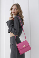 Croc Pu Leather Crossbody Bag - Pink