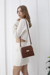 Croc Pu Leather Crossbody Bag - Brown