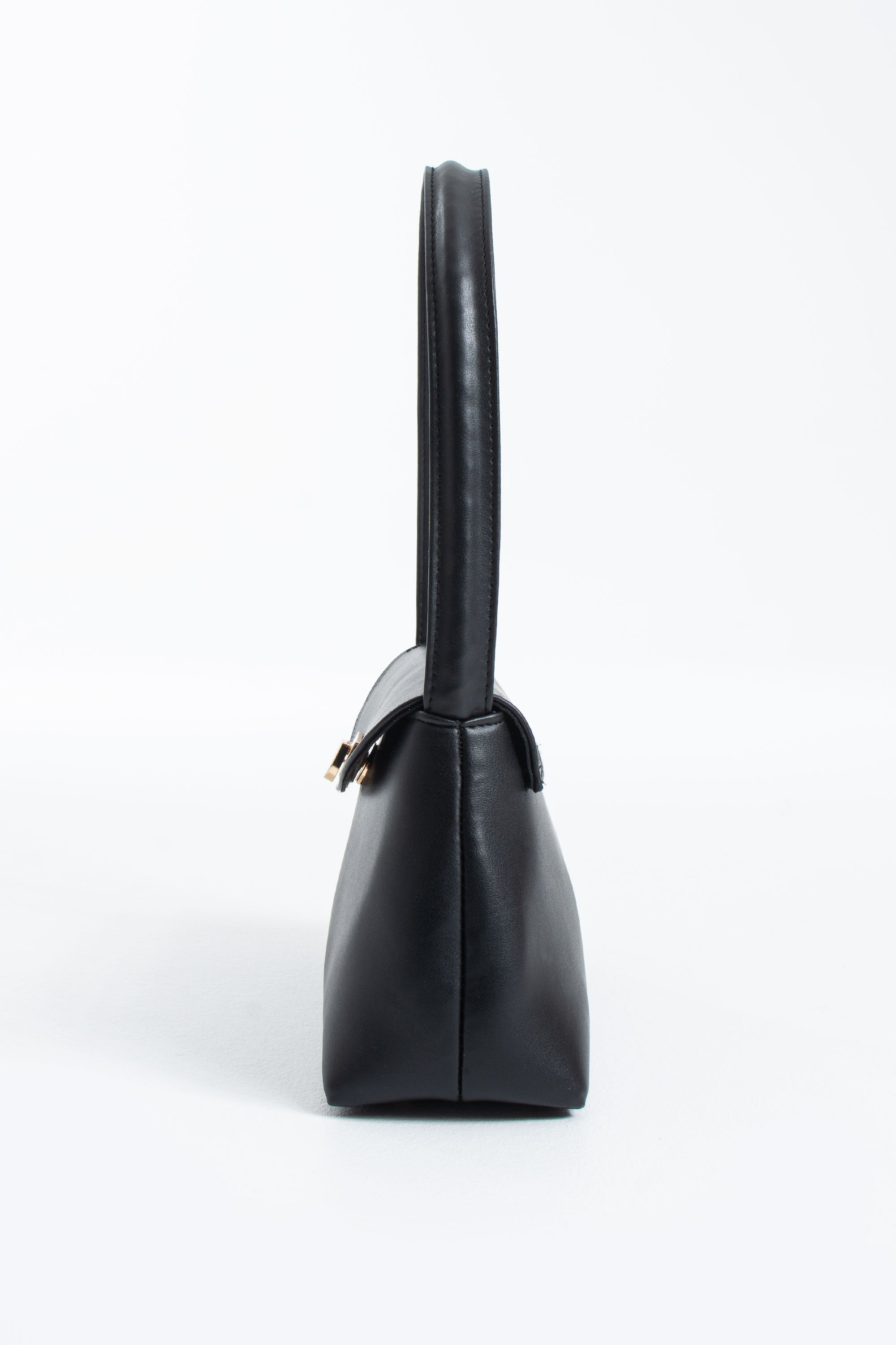 Pu Leather Flap Shoulder Bag - Black
