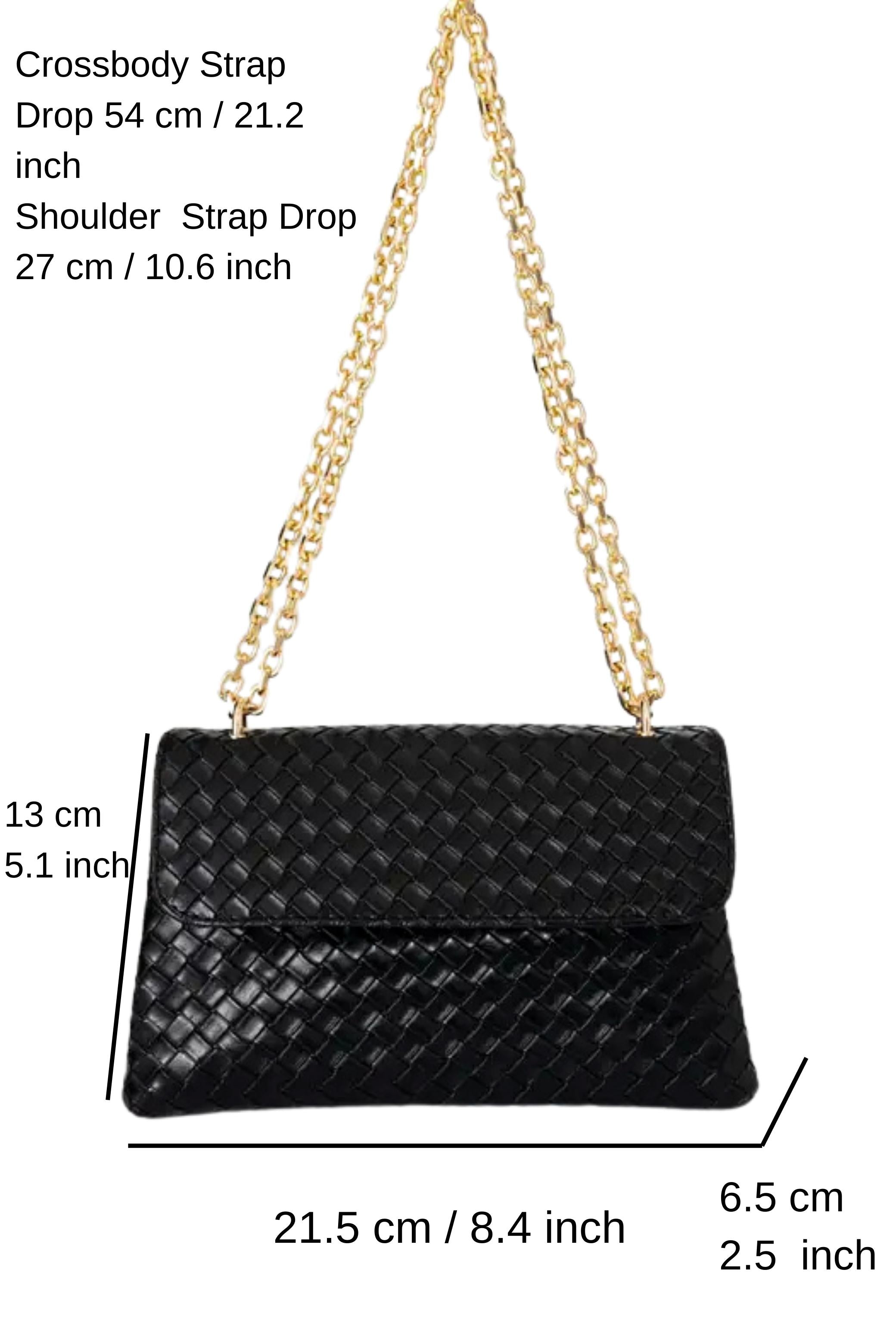 Braided Pu  Leather  Shoulder Bag and Crossbody Bag - Black