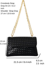 Braided Pu  Leather  Shoulder Bag and Crossbody Bag - Black