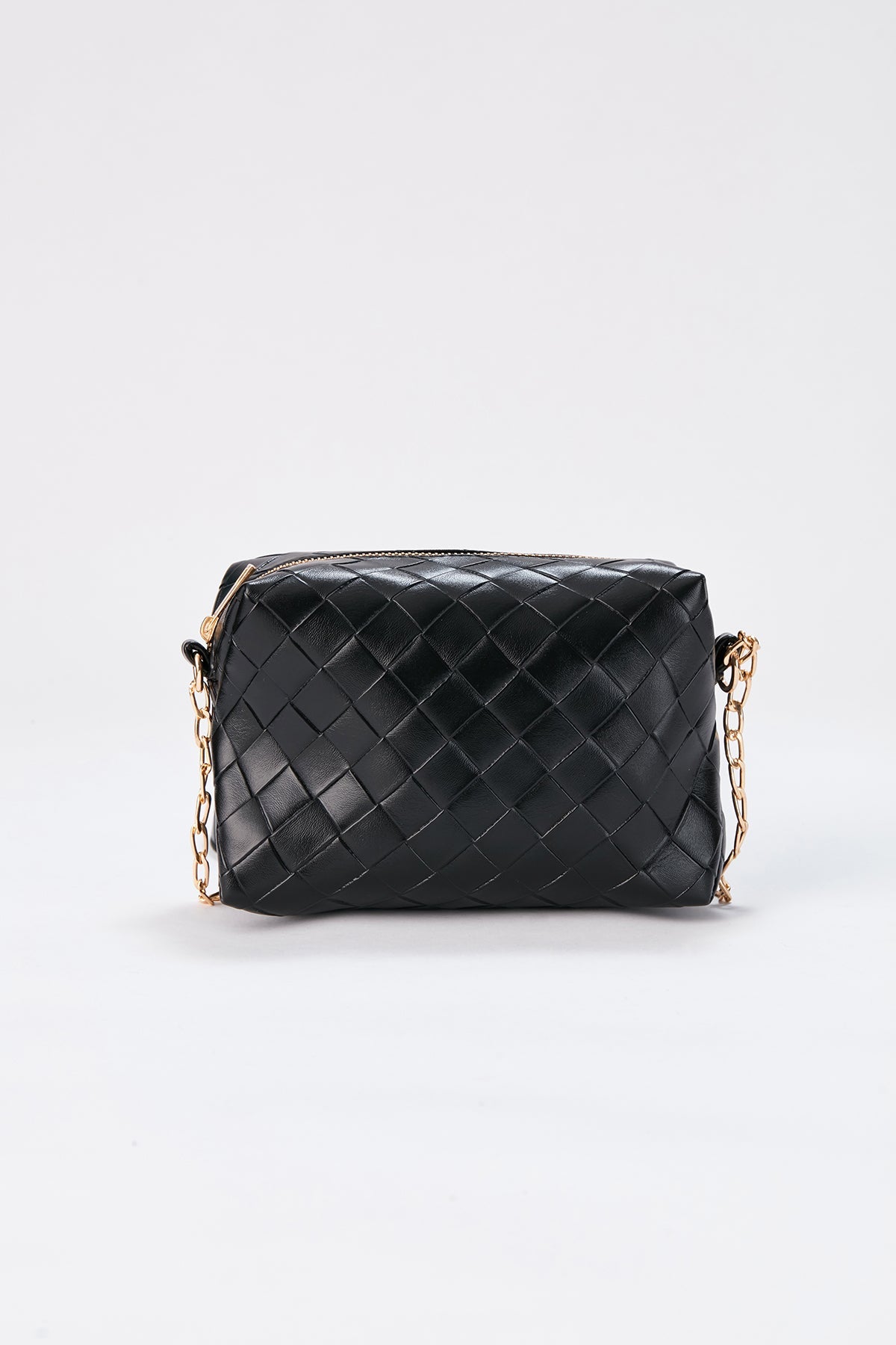 Braided Pu Leather Crossbody Camera Bag - Black