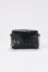 Braided Pu Leather Crossbody Camera Bag - Black
