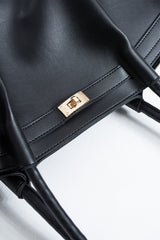 Large PU Leather Shopper Tote Bag with Matching Pouch - Black