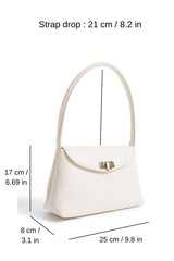 Pu Leather Flap Shoulder Bag - Cream