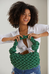 Puffy Quilted Lightweight Shoulder Bag - Green