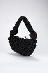 Puffy Quilted Lightweight Shoulder Bag - Black