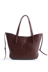 Pu Leather Large Tote Bag with Matching Zipper Pouch  2PCS Set - Burgundy