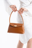 Croc Pu Flap Shoulder Bag - Tan