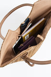 Woven Straw Tote Bag - Brown