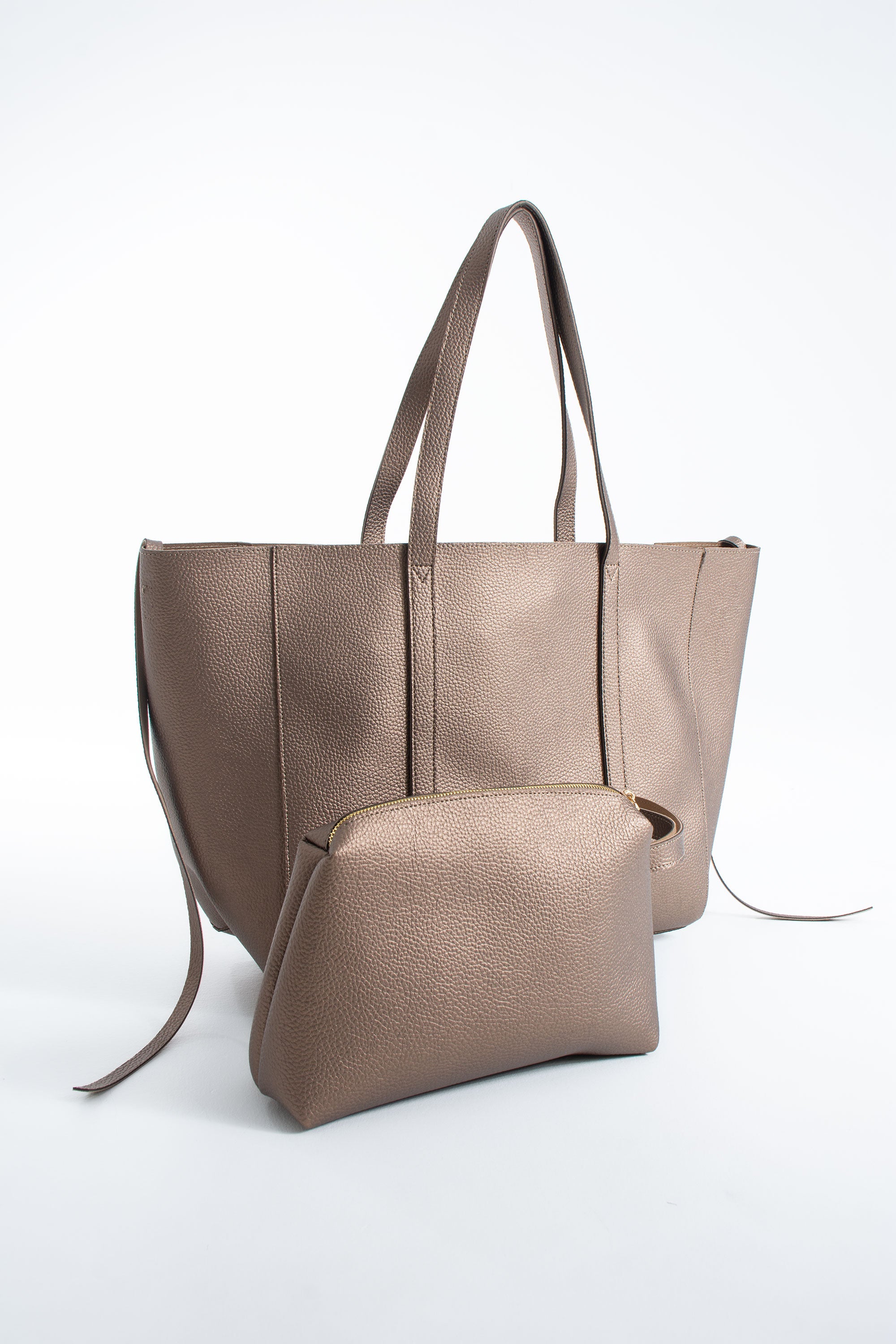 Pu Leather Weekend Bag  – 2 Pcs Set - Bronze