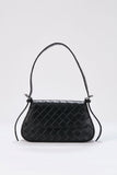 Braided Pu Leather Adjustable Strap Shoulder Bag - Black
