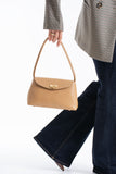 Pu Leather Flap Shoulder Bag - Nude