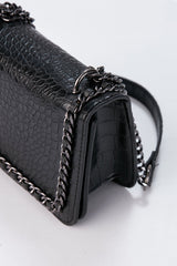 Chain Braided Croc Shoulder & Crossbody Bag - Black