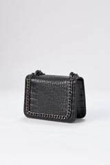 Chain Braided Croc Shoulder & Crossbody Bag - Black