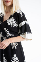 Womens Viscose  Printed Ornamental Floral Midi Dress