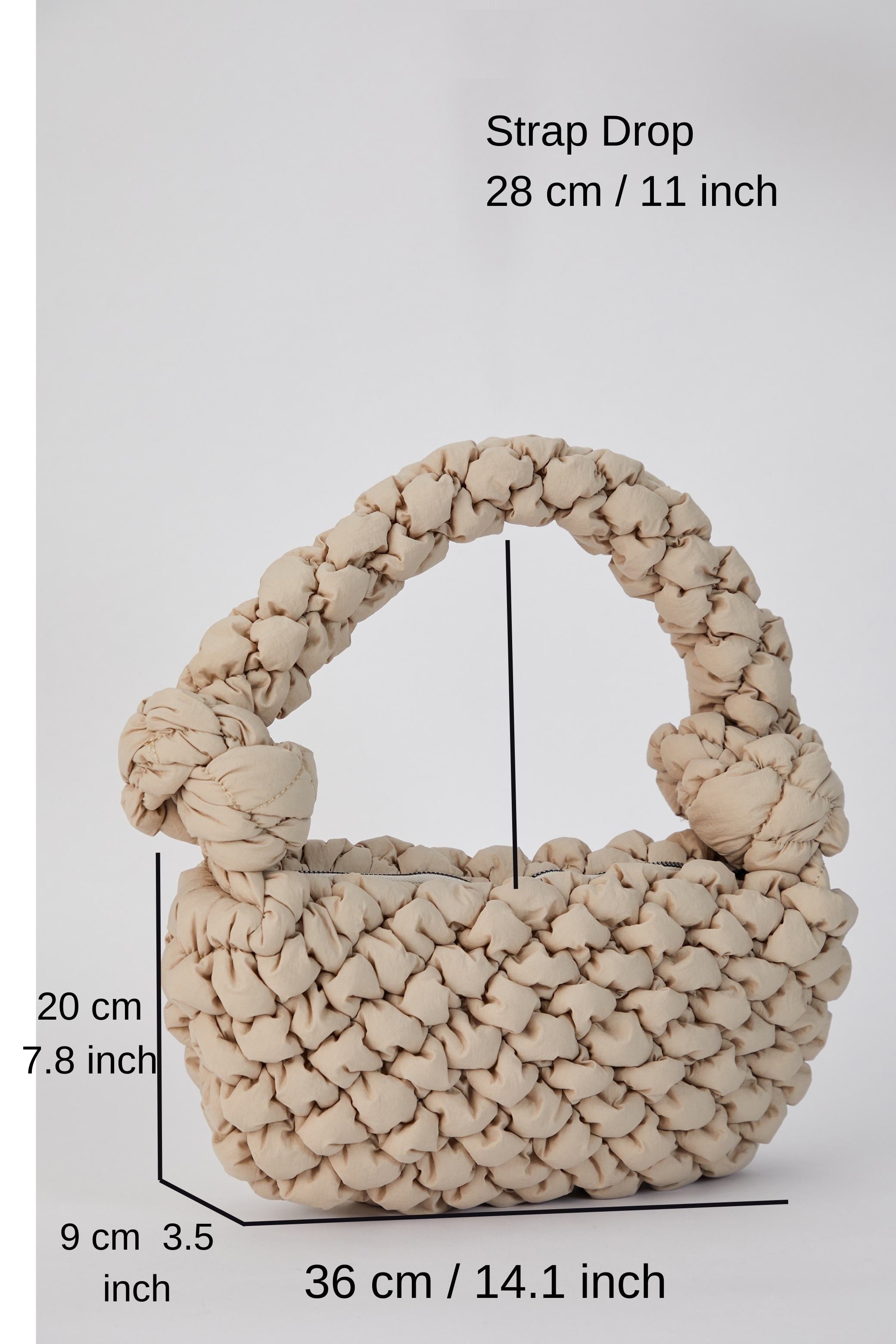 Puffy Quilted Lightweight Shoulder Bag - Beige