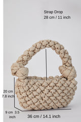 Puffy Quilted Lightweight Shoulder Bag - Beige