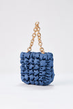 Quilted Satin Chunky Chain Handbag - Blue