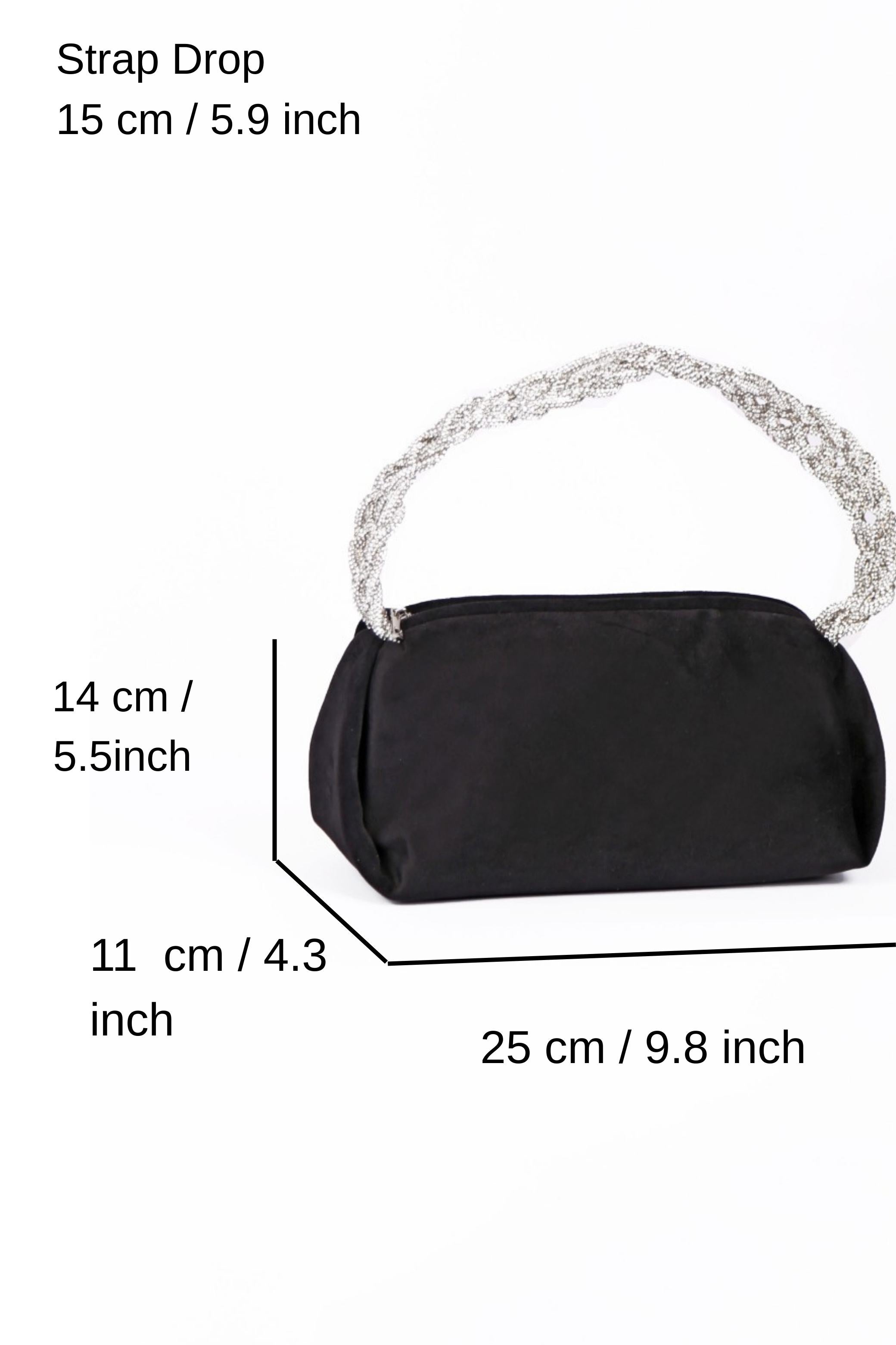 Chunky Braided Diamante Strap  Shoulder Bag - Black