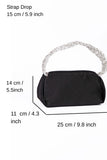 Chunky Braided Diamante Strap  Shoulder Bag - Black