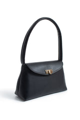 Pu Leather Flap Shoulder Bag - Black